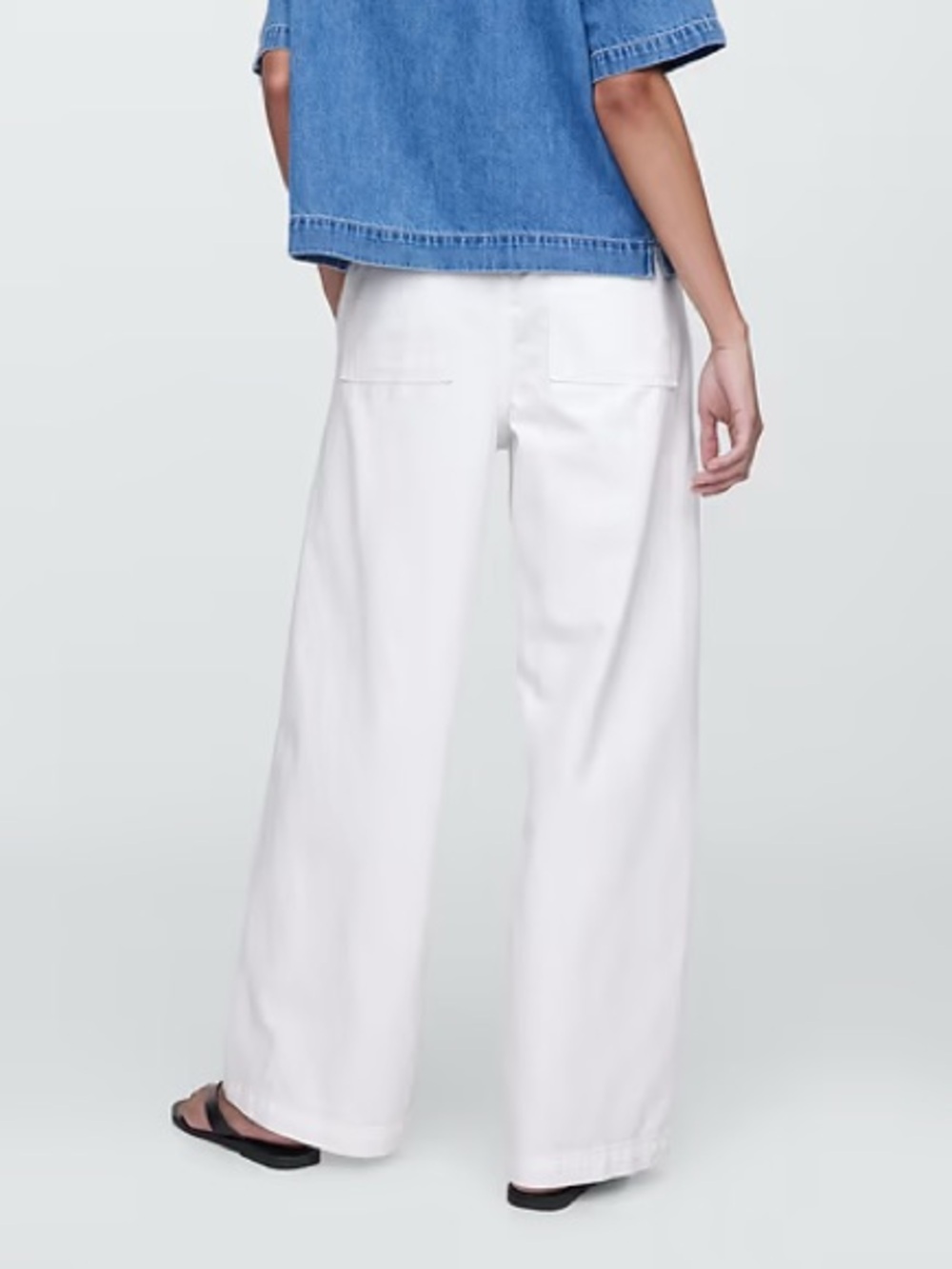 High Rise Pull-On Wide-Leg Utility Jeans - Picture 2 of 4